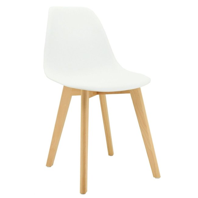 Chaise en polypropylène et bois de hêtre Blanc Couleur blanc <span itemprop=