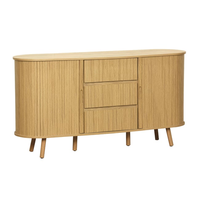 Buffet scandinave décor bois rainuré 2 portes coulissantes 150cm LEGACY - SWEEEK