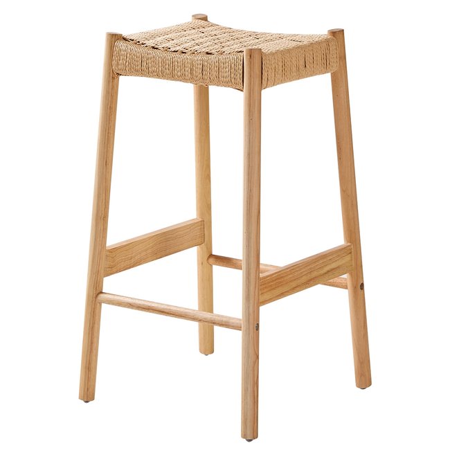 Lot de 2 tabourets de bar, bois massif et corde, SALTA Couleur coloris naturel <span itemprop=