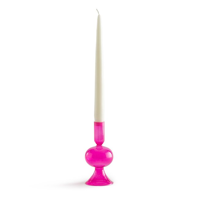 Pink October 14.5cm High Glass Candlestick, fuchsia pink, LA REDOUTE INTERIEURS