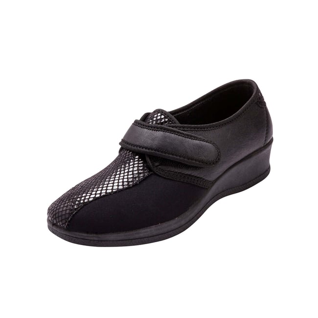 Derbies extensible pieds sensibles noir <span itemprop=
