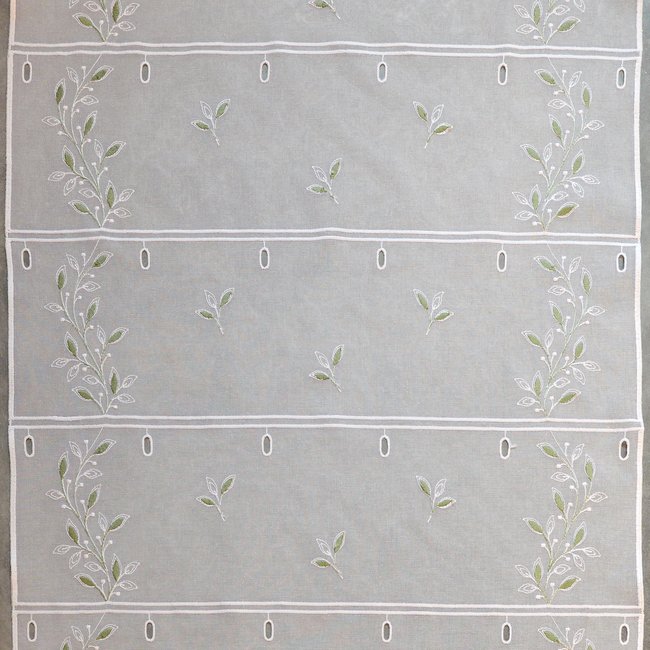 Voilage modulable brodé feuilles - QABANE vert <span itemprop=