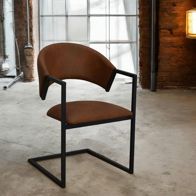 Chaise industrielle confort avec assise en microfibre chocolat Couleur marron <span itemprop=