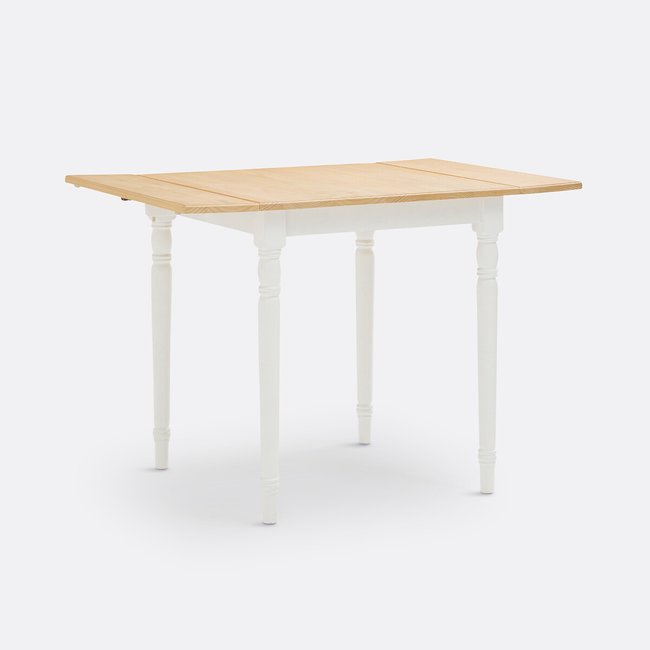Table de cuisine extensible 2/4 couverts, Alvina Couleur blanc/naturel <span itemprop=