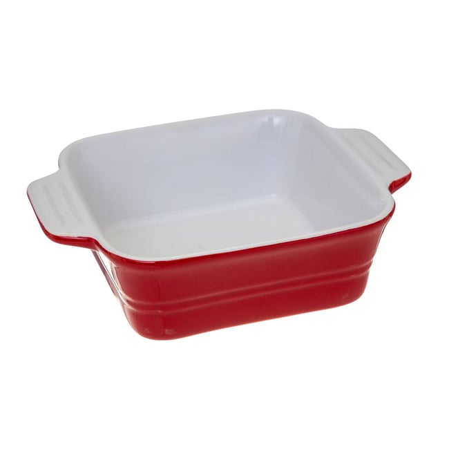 Plat carré en faïence ESSENTIELS rouge <span itemprop=