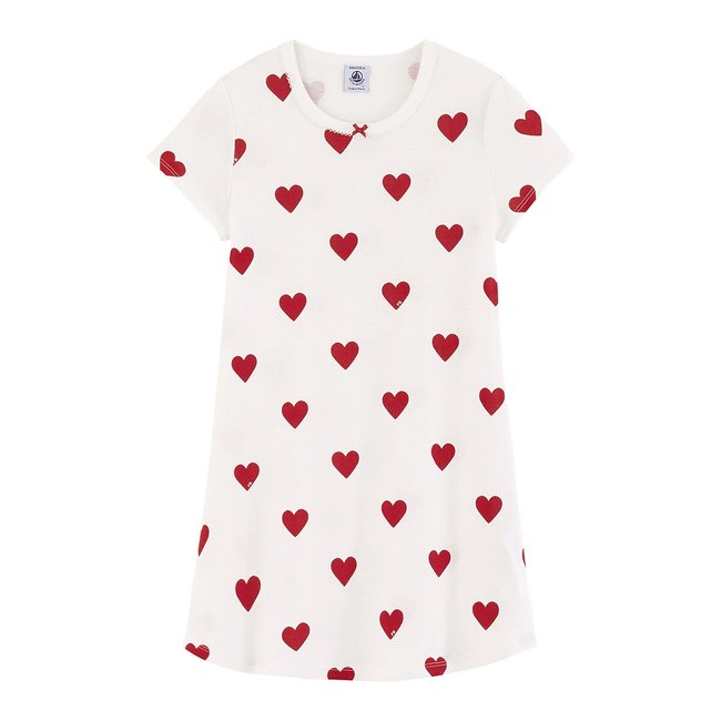 Camisa de dormir de mangas curtas estampado coração <span itemprop=