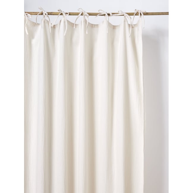 Rideau nouettes gaze de coton beige clair uni <span itemprop=