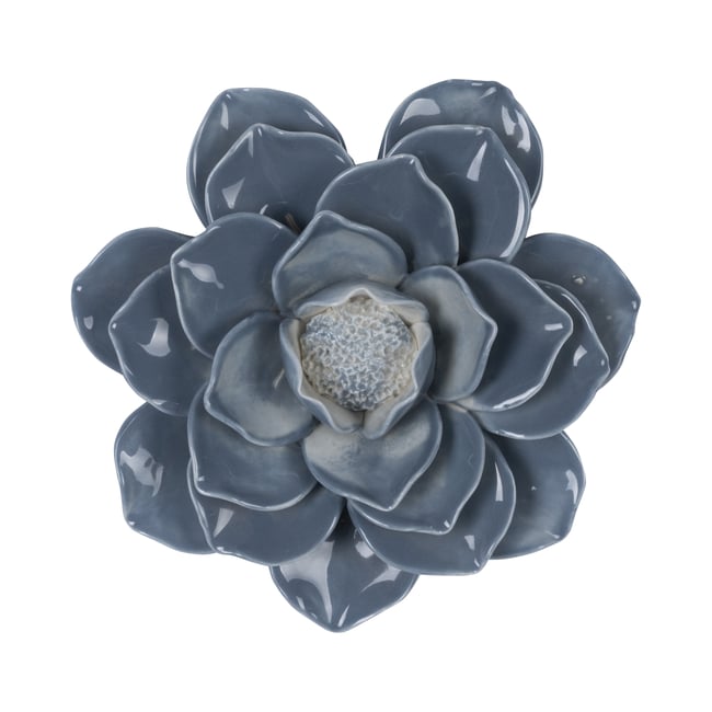 Déco murale fleur céramique 20.5cm Couleur bleu <span itemprop=