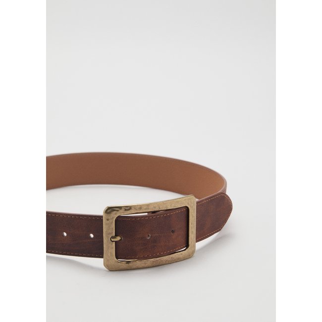 Ceinture boucle carrée texture marron <span itemprop=