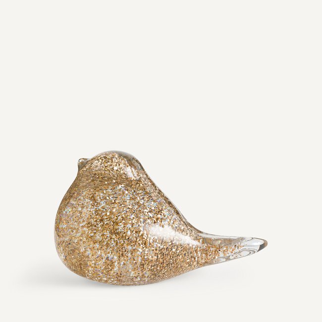 Pájaro de cristal decorativo, Abby dorado <span itemprop=
