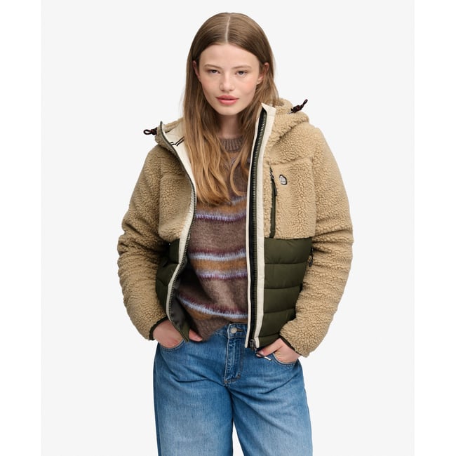 Veste Hybride Matelassée Outdoor Borg poivre blanc chiné <span itemprop=