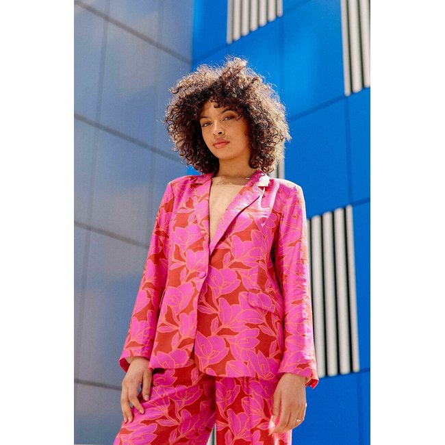 Veste costume imprimé floral VILDAN imprimé rouge/rose <span itemprop=