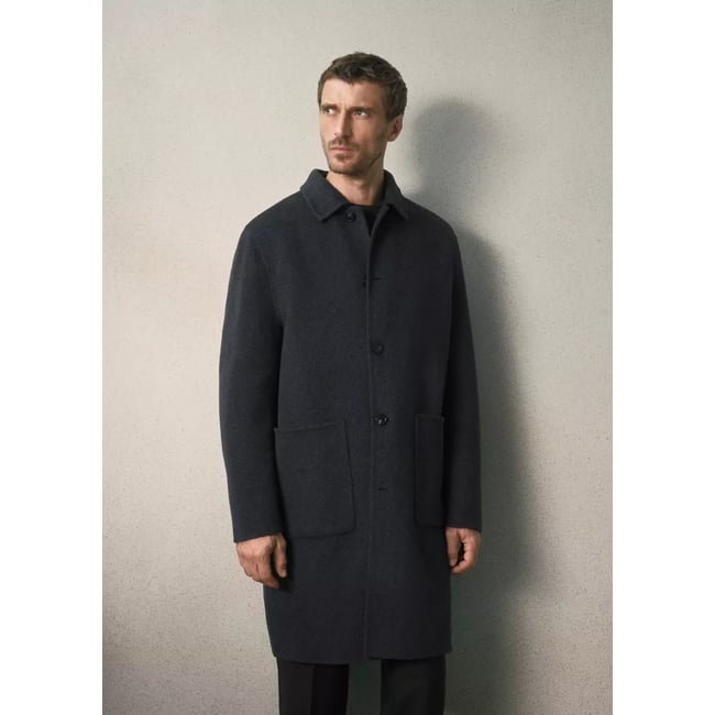 Manteau en mélange laine et cachemire à poches gris anthracite <span itemprop=