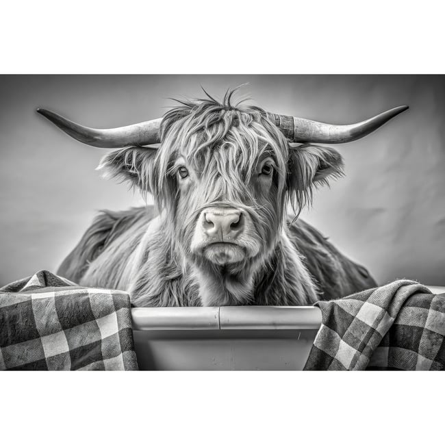Tableau Sur Toile Buffle Au Bain ANIMAUX Couleur tableaux sur toile-noir & blanc <span itemprop=