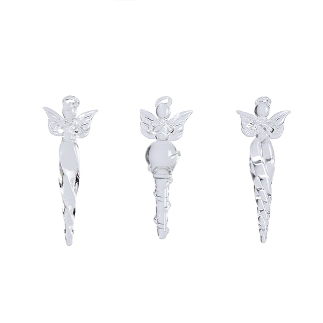 Set de 3 suspensions de noël fées en verre H15 NOËL Couleur transparent <span itemprop=