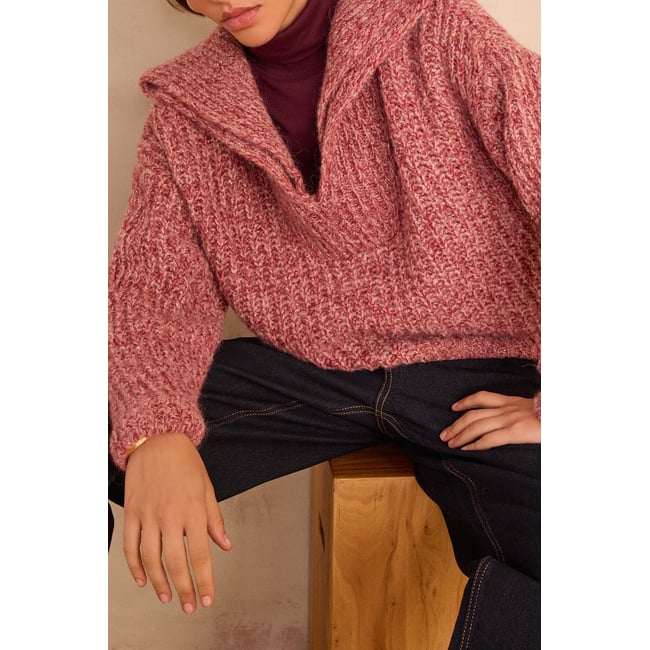 Pull tricot BERTILLE rose <span itemprop=