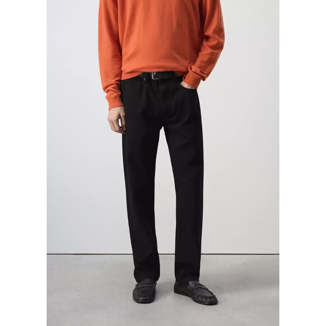 Jean 100 % coton relaxed-fit black denim <span itemprop=
