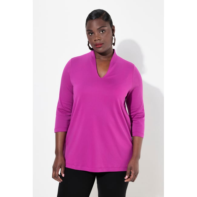 Haut Femme Neon Buddha – Col Vachette, Manches 3/4, Rouge, Taille L, Occasion Très Bon état
