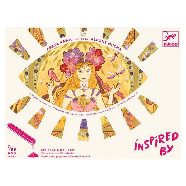 Tableau a pailleter inspired by les Divines de Mucha beige <span itemprop=