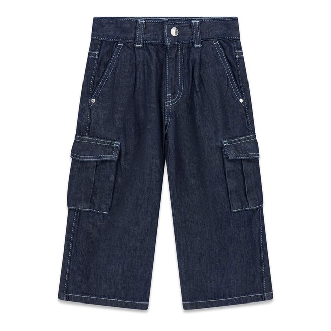 Jeans Cargo Wide Leg bleu foncé <span itemprop=