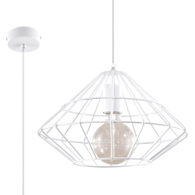 Suspension Acier Blanc E27 1 Umberto Couleur blanc <span itemprop=