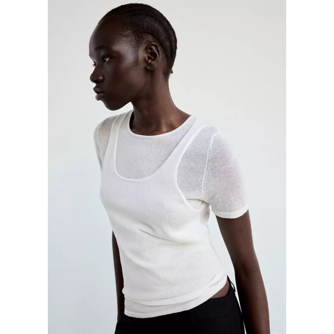 Superposition en jersey maille blanc <span itemprop=