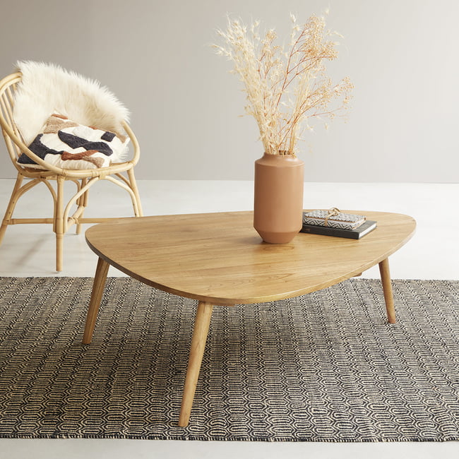 Table basse en bois massif 120 cm  ODDA Couleur naturel <span itemprop=