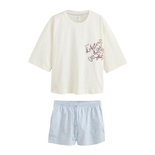 Ensemble pyjama short homard à la crème <span itemprop=