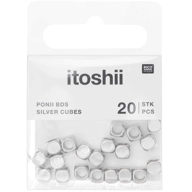 Itoshii pack de 20 perles Ponii cube couleur argent - RICO DESIGN