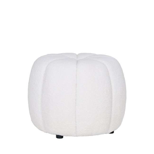 Pouf rond en tissu bouclette ø48cm- PAISLEY Couleur écru <span itemprop=