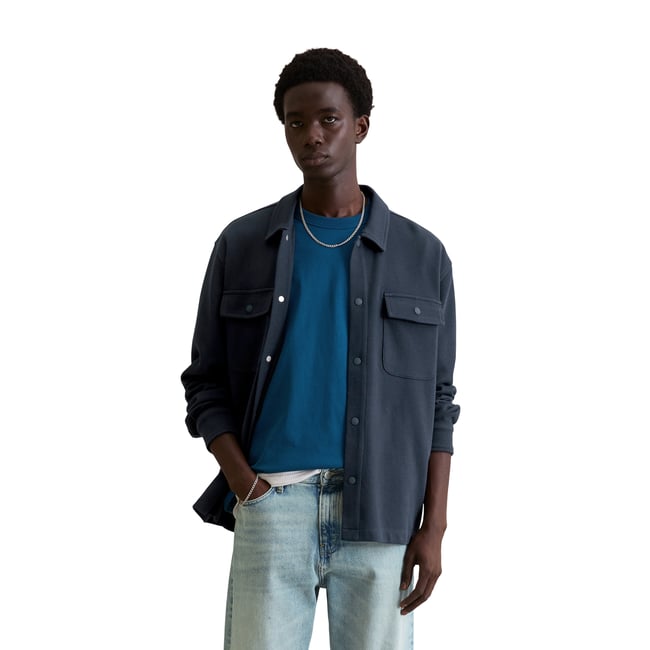 Survêtement en sweat relaxed en coton bio avec une fine structure bleu foncé <span itemprop=