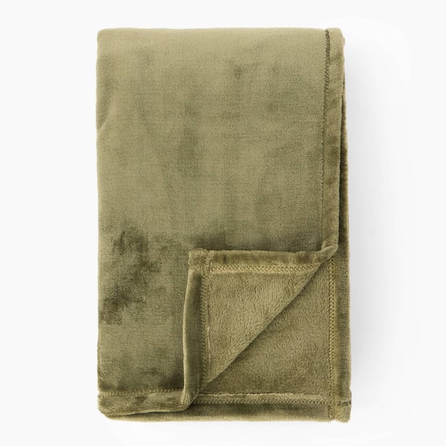 Plaid microfibre uni, 130x170cm, polyester recyclé camouflage <span itemprop=
