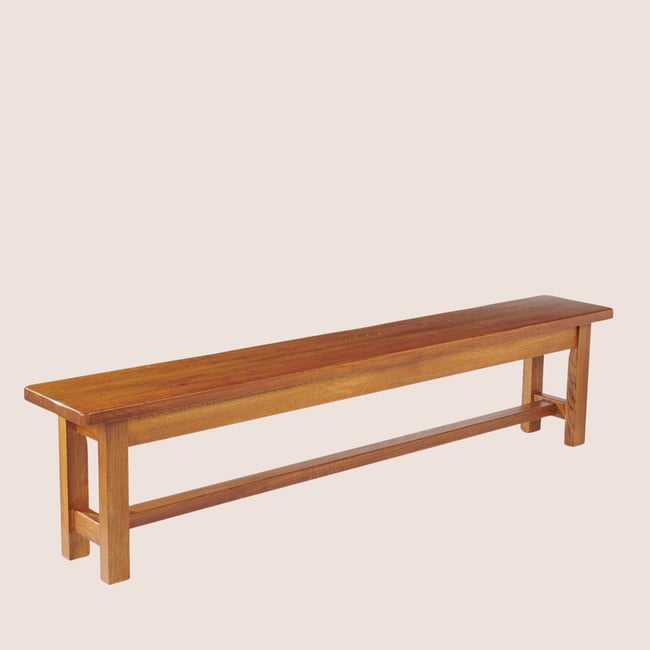 Banc de ferme 4 places en bois de chêne massif L195 - LA BRESSE Couleur chene moyen <span itemprop=