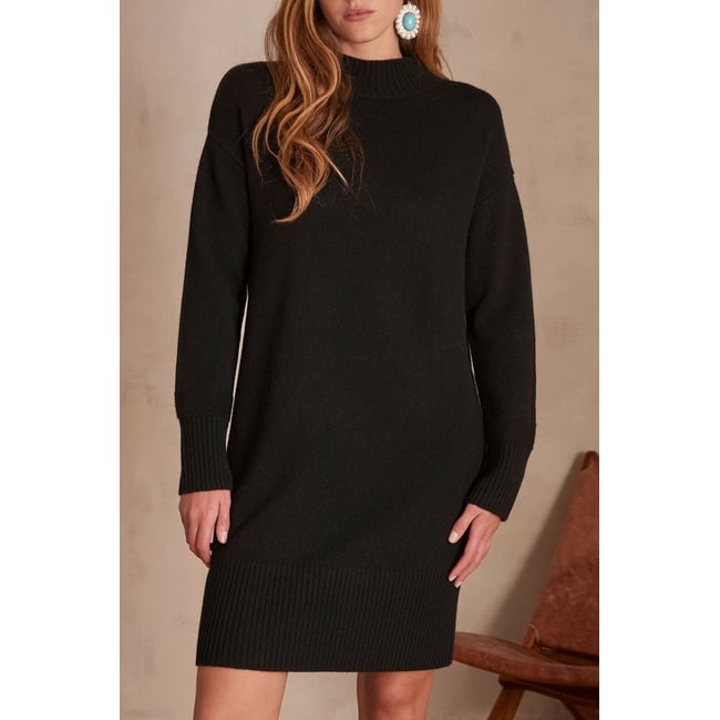 Robe en laine MARIA noir <span itemprop=