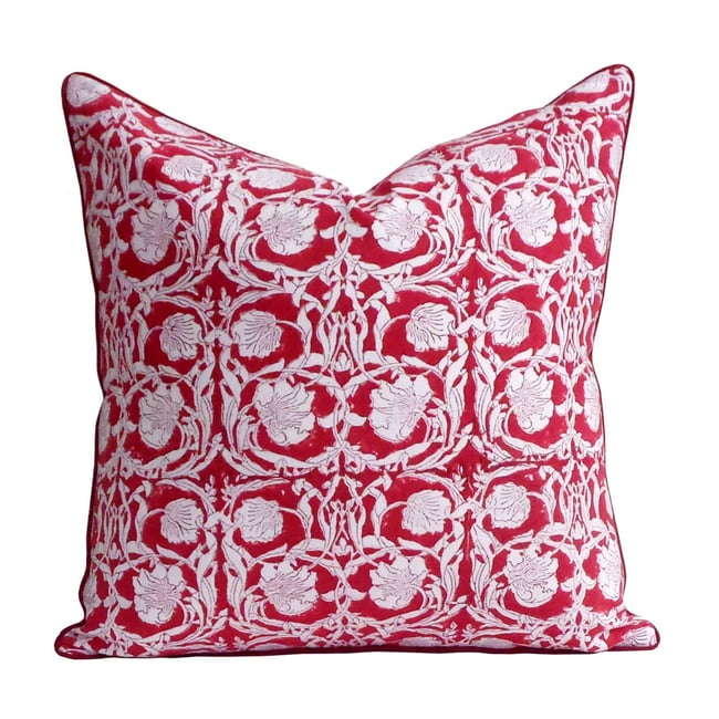 Housse de coussin Rosali rouge, blanc <span itemprop=