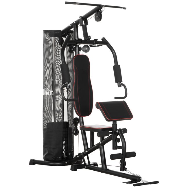 Station de musculation complète 10 contrepoids inclus noir rouge noir <span itemprop=
