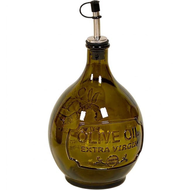 Huilier en verre vert 1L 12.5x12.5x24cm vert <span itemprop=
