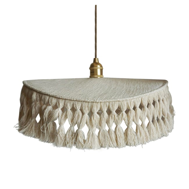 Abat-jour en coton naturel pour suspension Couleur crème <span itemprop=