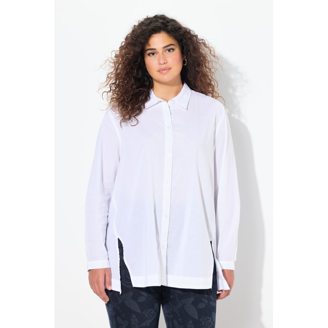Chemisier avec fentes en biais blanc neige <span itemprop=