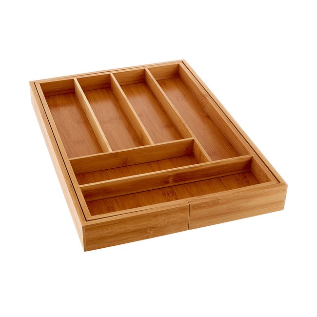 Expandable Cutlery Tray in Bamboo, brown, SO'HOME