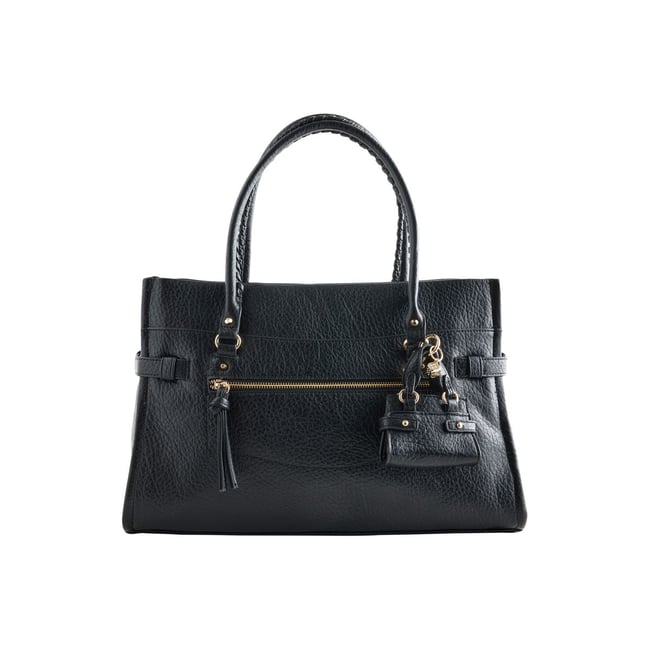 Grand sac porté épaule à breloque noir <span itemprop=