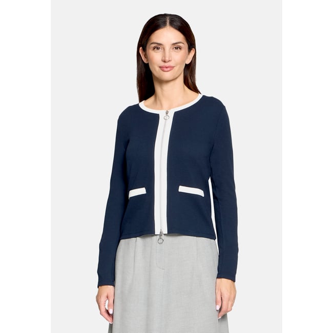 Cardigan façon t-shirt avec structure patch dark blue/cream <span itemprop=