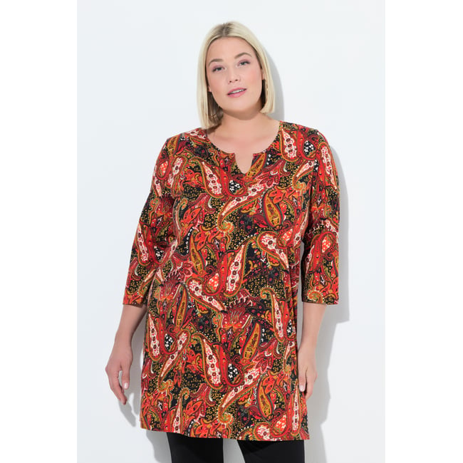 T-shirt long, coupe évasée noir <span itemprop=