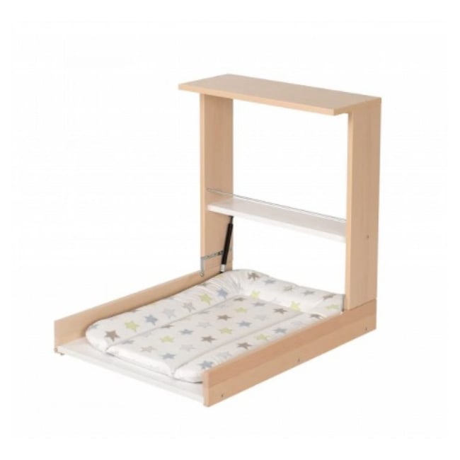 Geuther Table a langer murale WICKI + Matelas Couleur Naturel Motifs Etoiles multicolore <span itemprop=