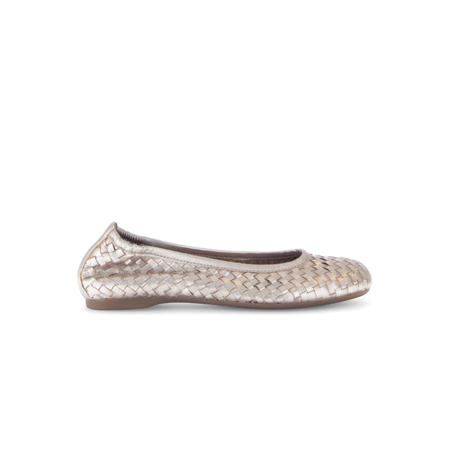 Ballerines en  à talon décroché effet galvanisé doré <span itemprop=