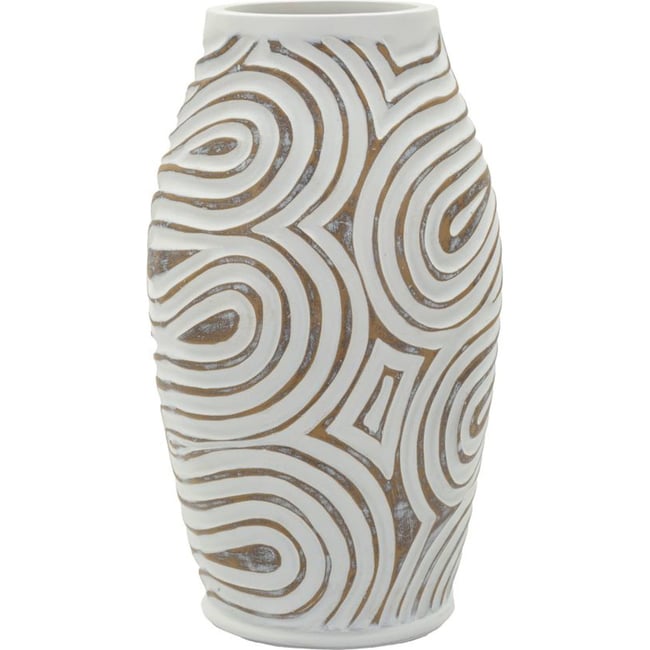 Vase effet spiralé finition white wash MODERN Couleur blanc patiné <span itemprop=