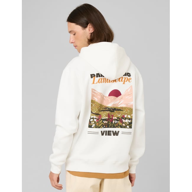 Sweat à capuche imprimé devant / dos blanc écru <span itemprop=