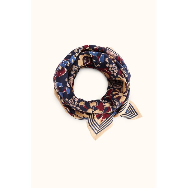 Grand foulard, imprimé floral, LATIKA indigo <span itemprop=