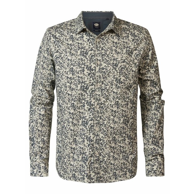 Printed Cotton Shirt, ecru print, PETROL INDUSTRIES
