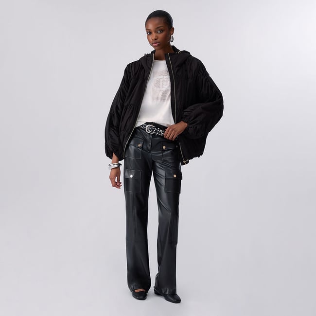 Bomber en nylon oversize noir <span itemprop=